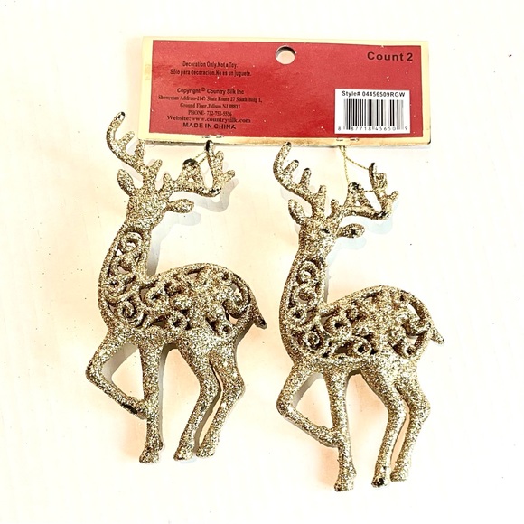 2 Christmas Gold Reindeer Tree Ornaments Christmas Decoration - NWT Gift… - Picture 4 of 8